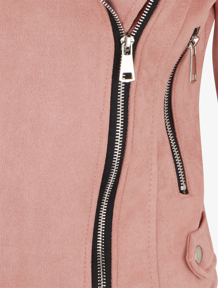 Veste en suédine style perfecto - Vieux rose - 3