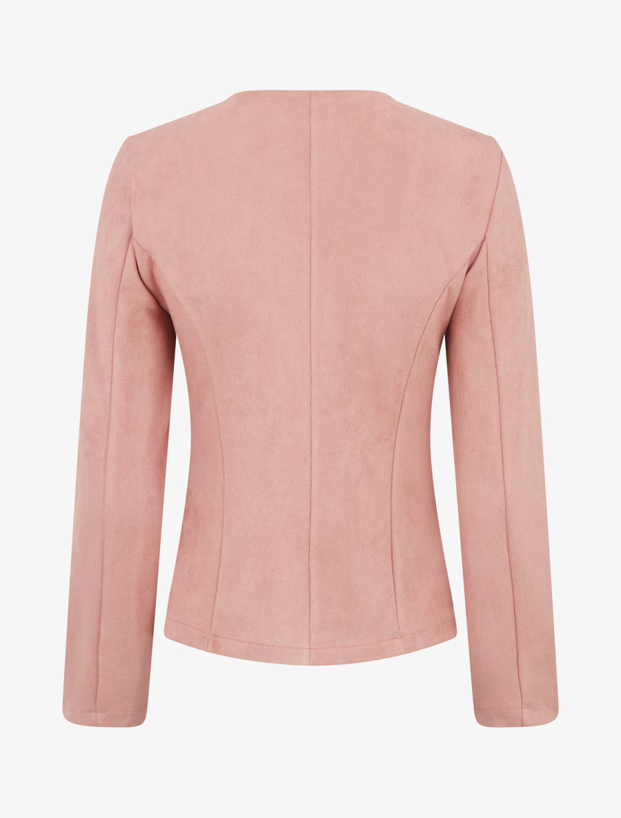 Veste en suédine à poches décoratives zippées - Vieux rose - 2