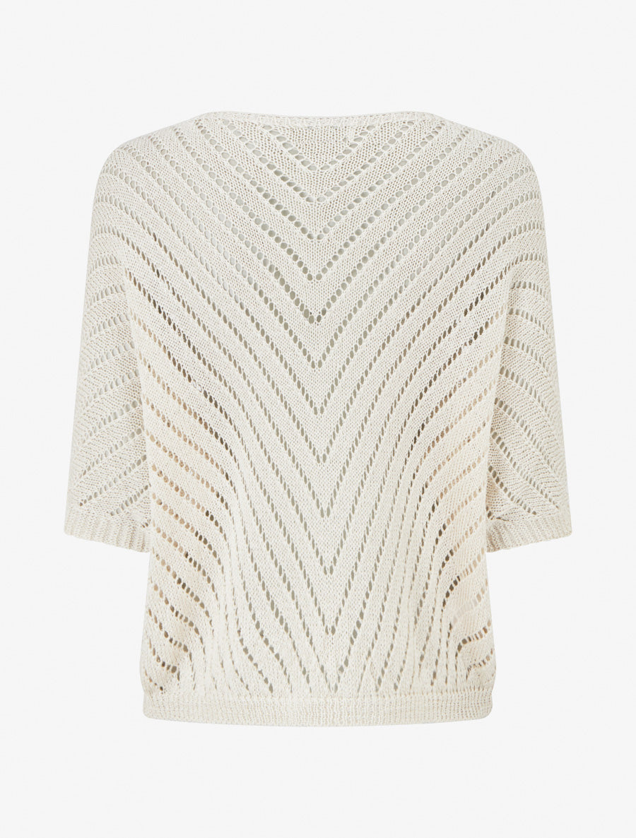 Leichter Strickpullover mit V-Ausschnitt - Beige