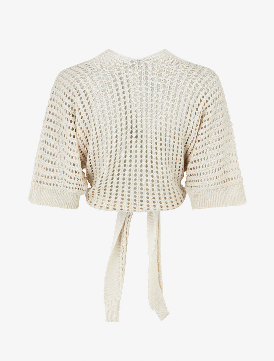 Gilet ajouré à nouer - Beige - 2