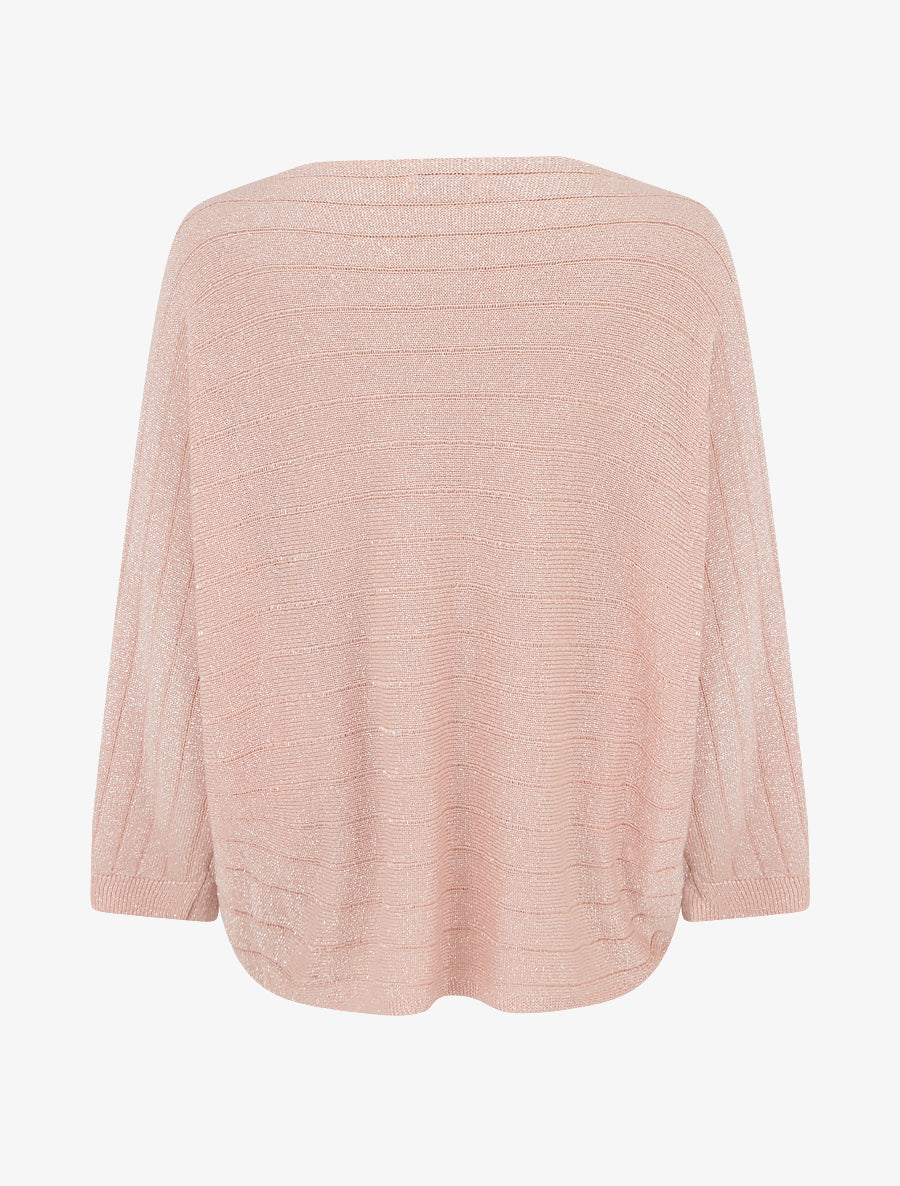 Pull fin irisé à manches chauves-souris - Rose - 2