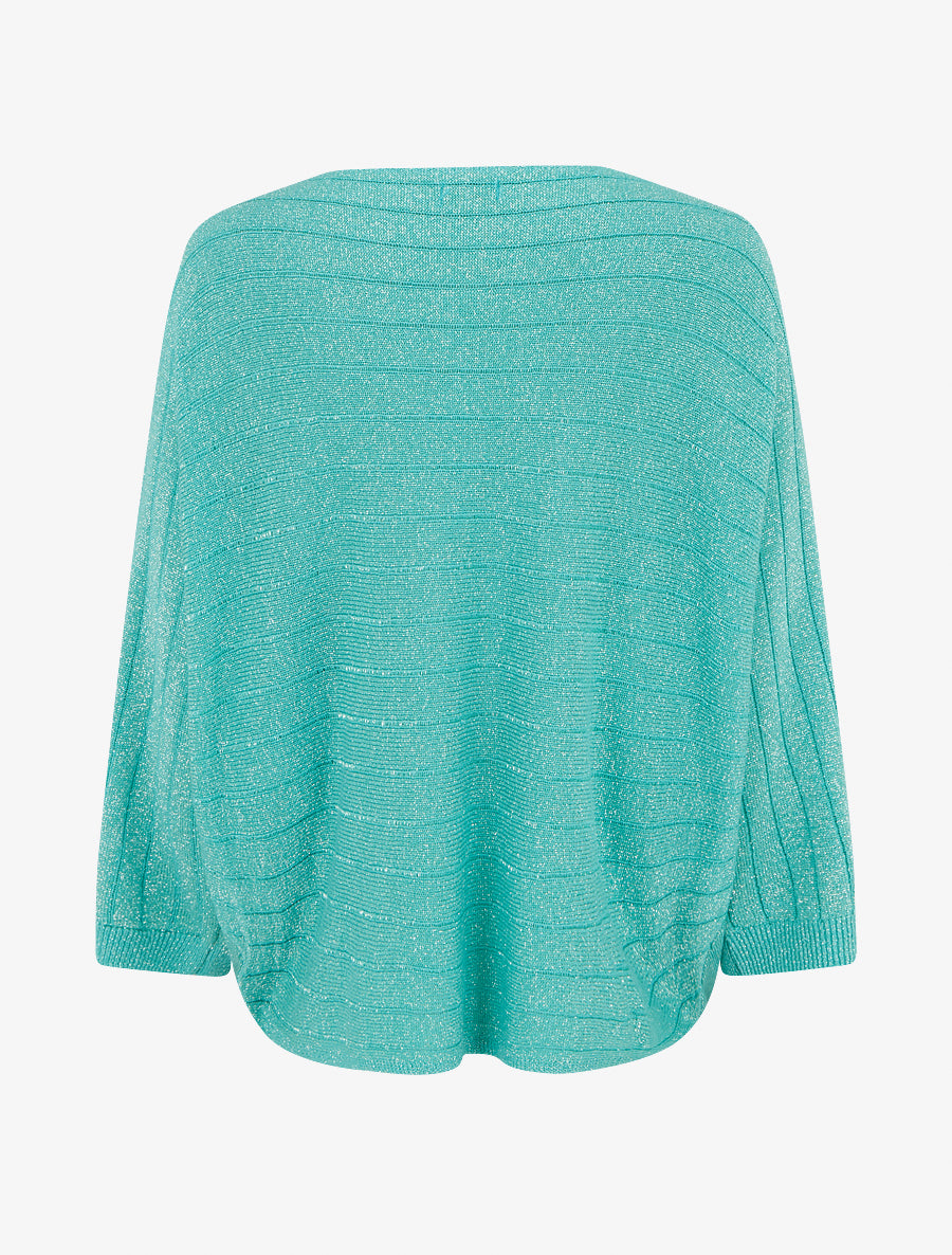 Pull fin irisé à manches chauves-souris - Vert d&