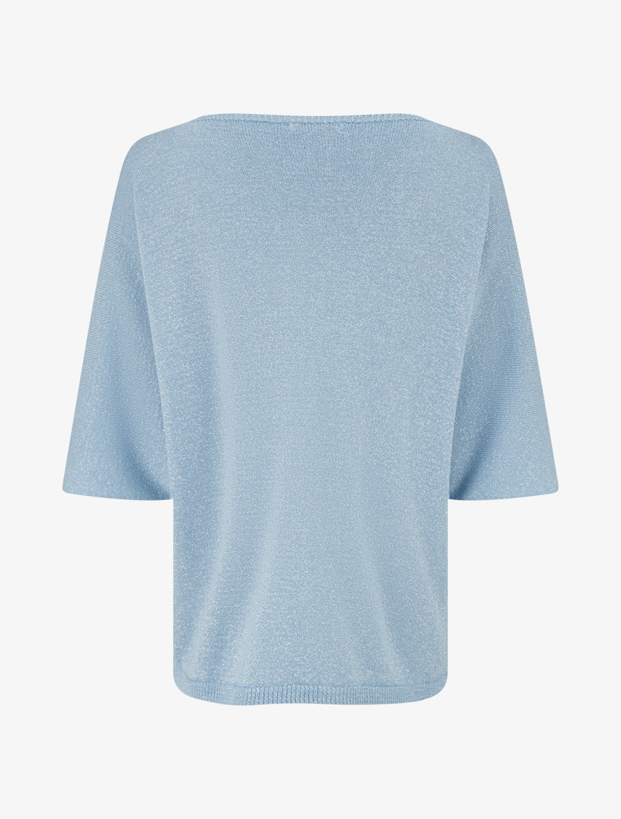 Pull fin irisé à manches 3/4 - Bleu ciel - 2
