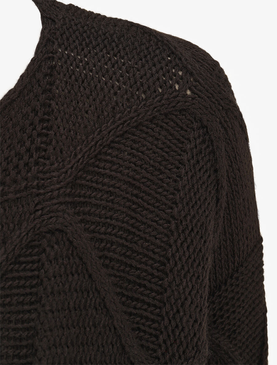 Pull en maille à losanges - Noir - 3