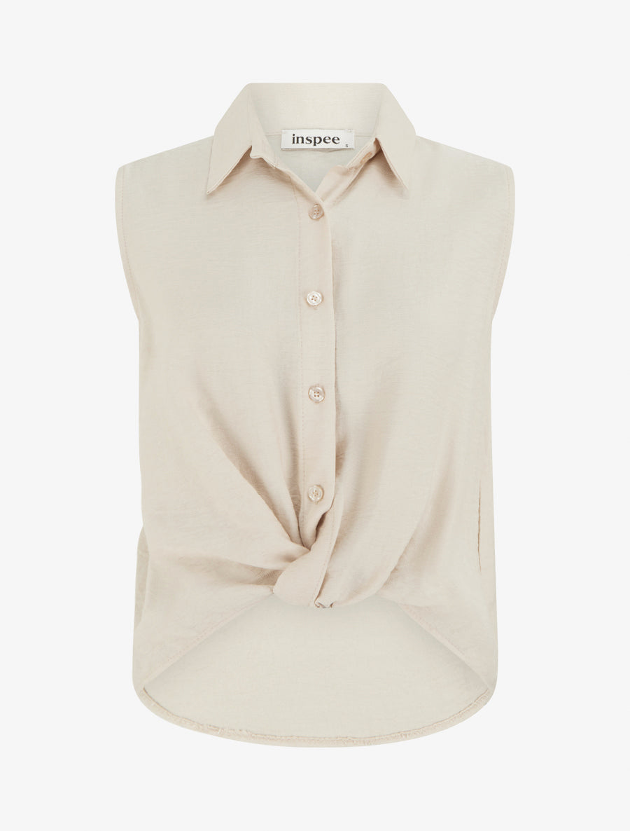 Top fluide effet noué - Beige - 1