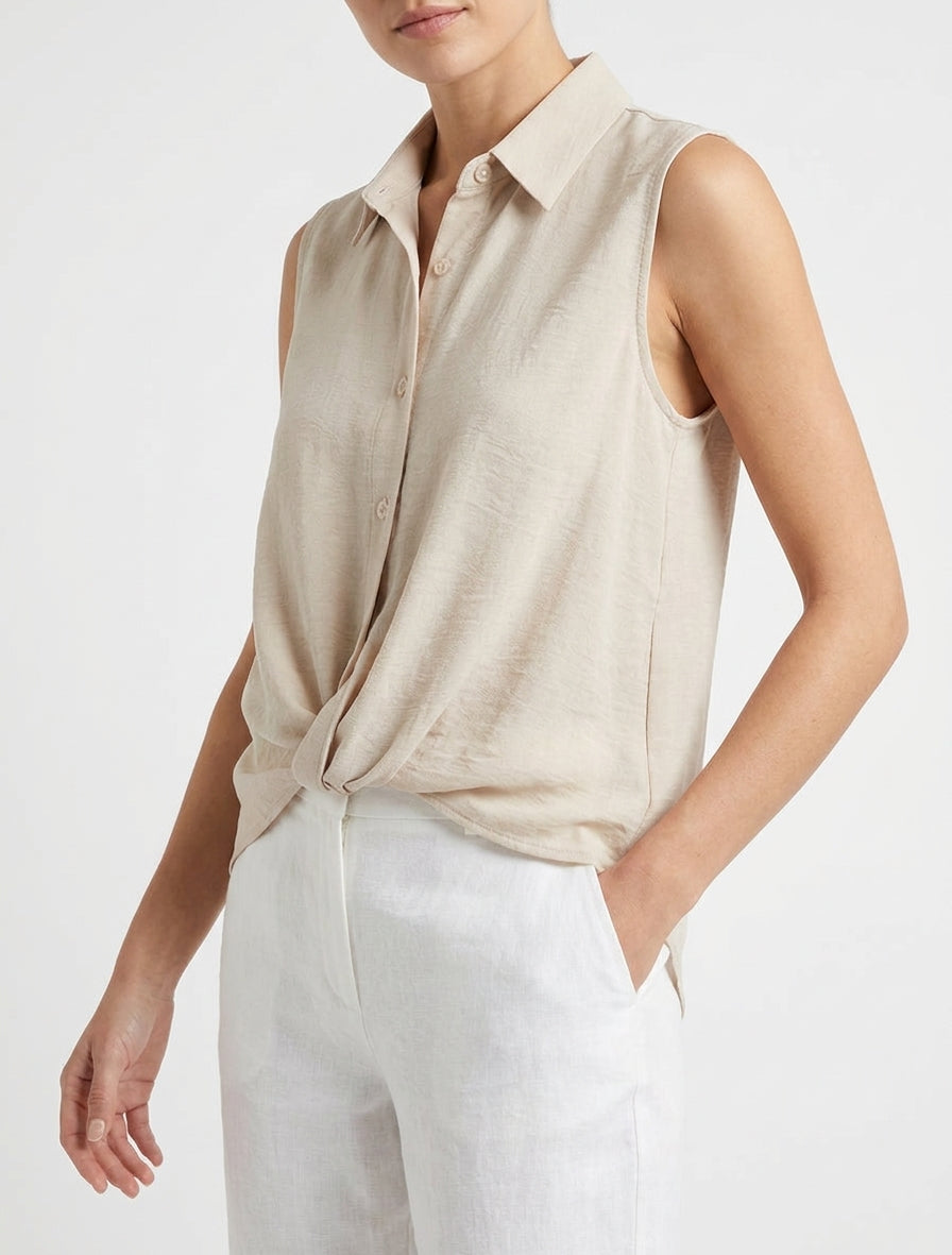 Oberteil mit Knoteneffekt - Beige