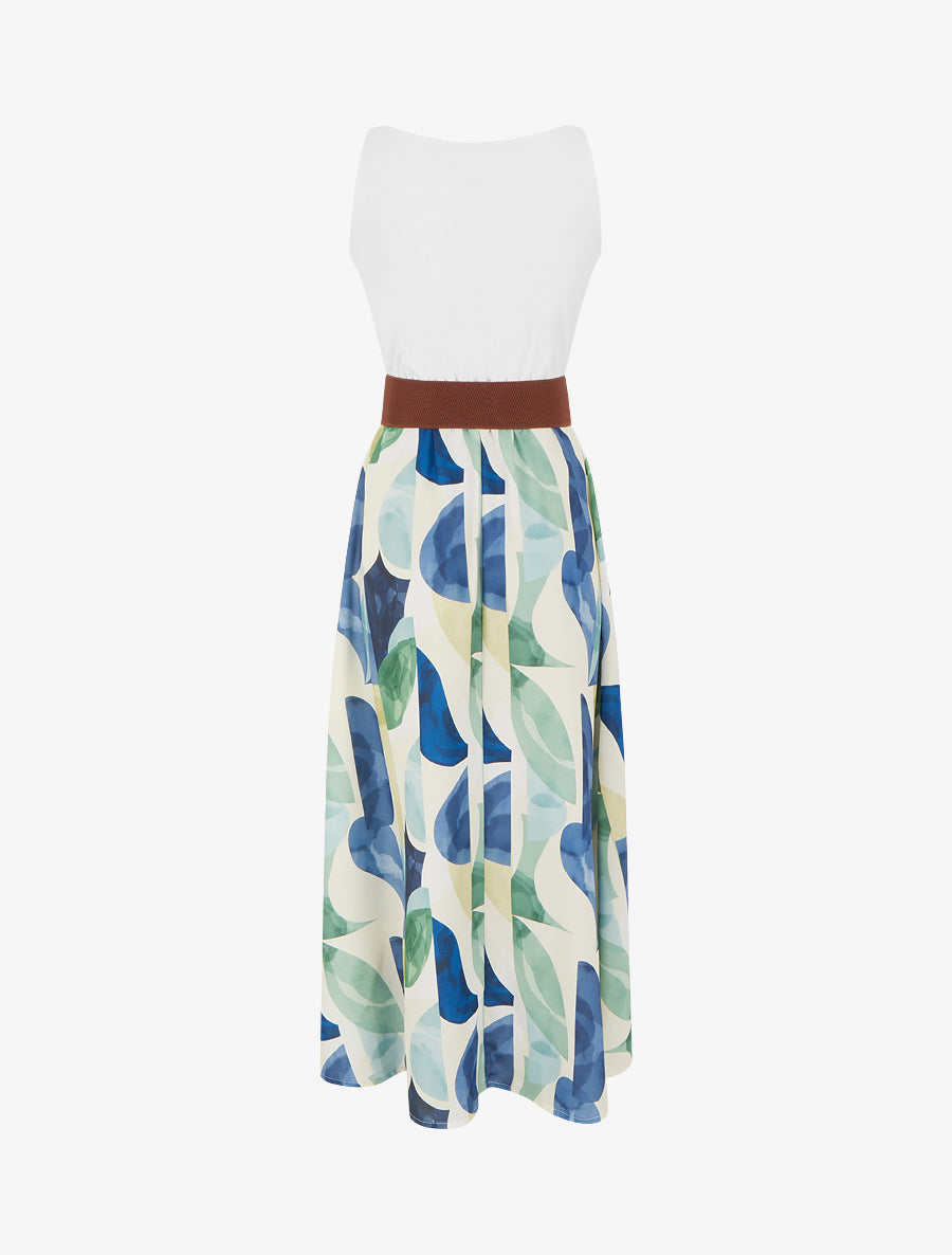 Robe imprimé fantaisie à bretelles en simili - Marine - 2