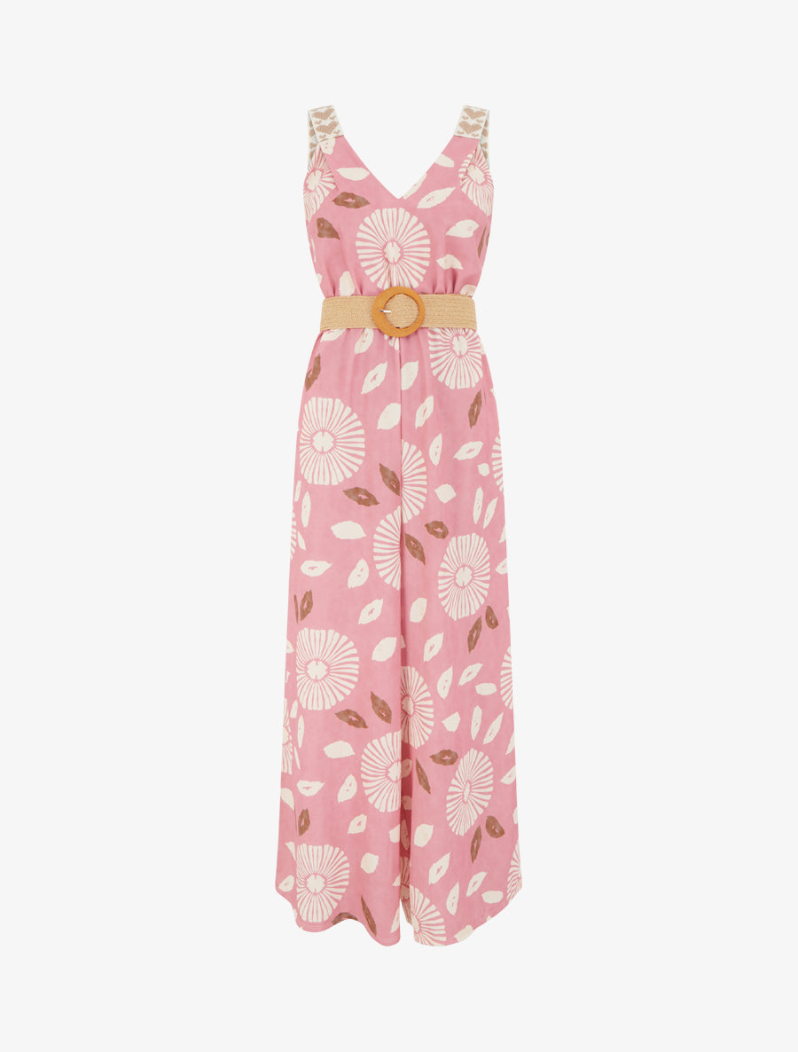 Combinaison imprimé fantaisie à bretelles motif coeurs - Rose - 1