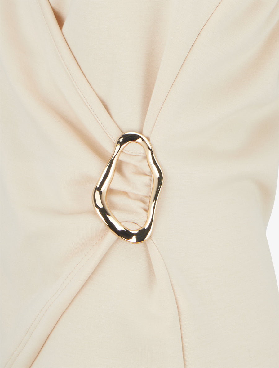 Top à dos nu et empiècement bijou - Beige - 3