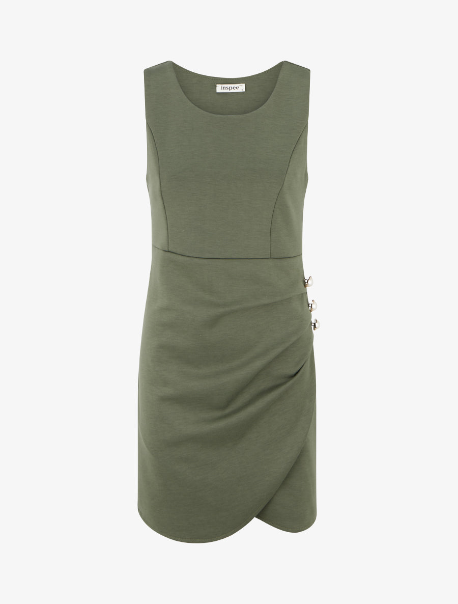 Robe ajustée à boutons décoratifs - Kaki - 1