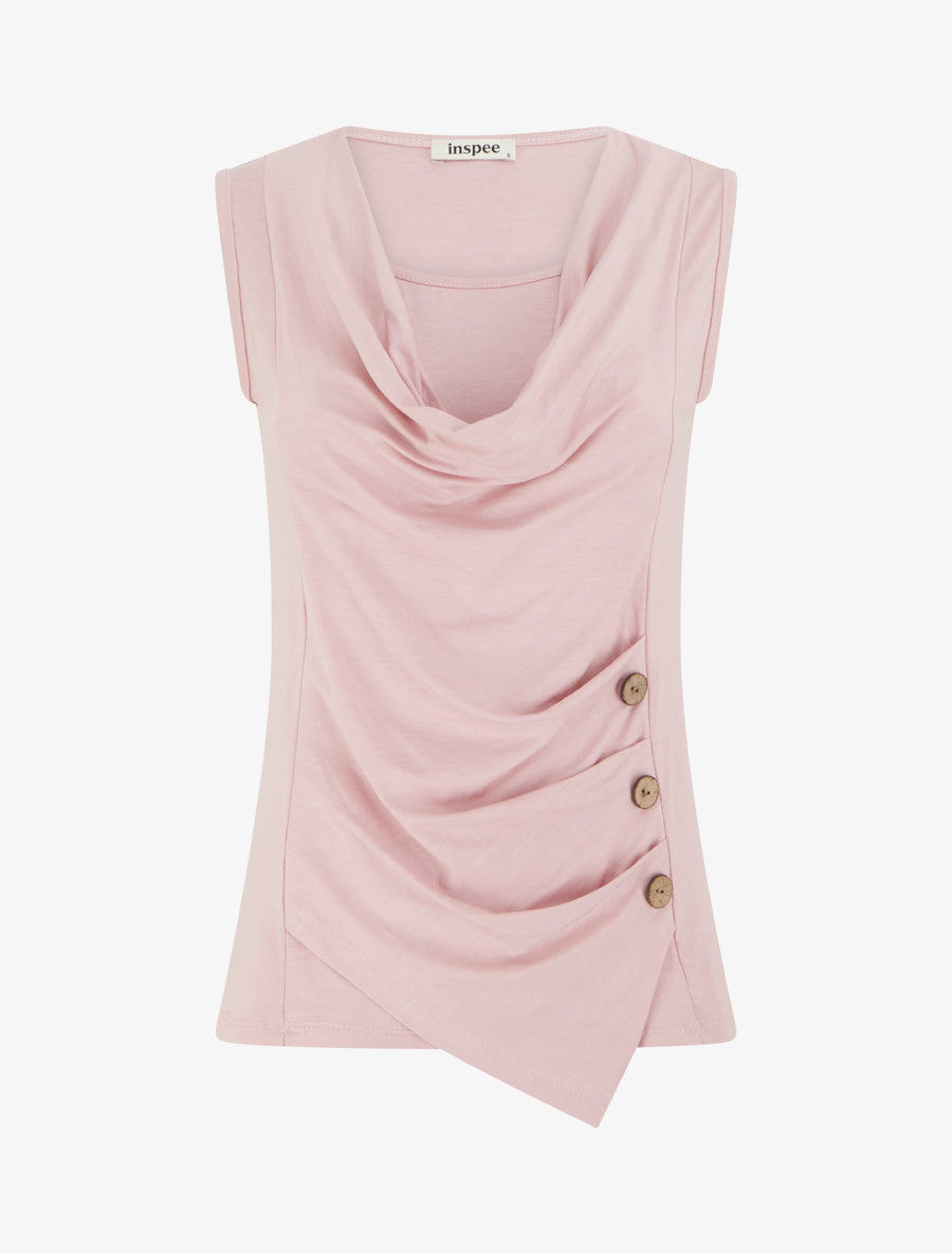 Top uni sans manches à col rond - Vieux rose - 1