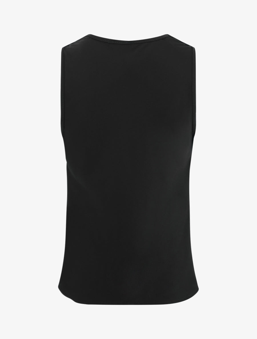 Top sans manches à col bénitier et dentelle - Noir - 2