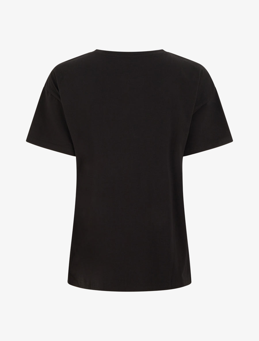 T-shirt à motif fleur et strass - Noir - 2