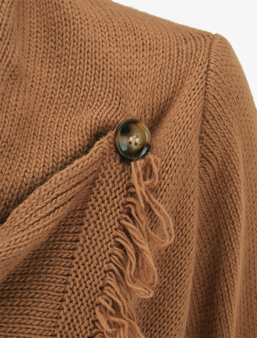 Gilet à pans asymétriques frangés - Camel - 3