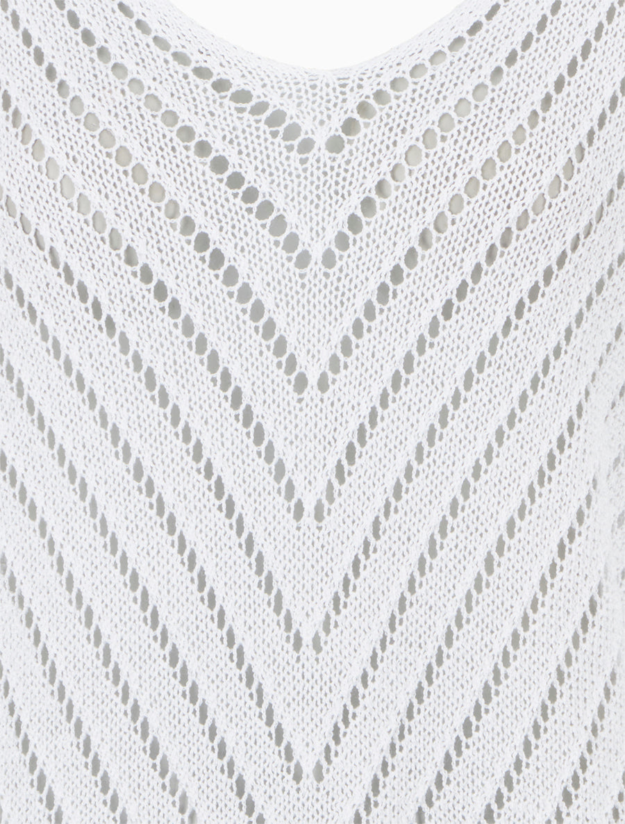 Pull ajouré à manches chauve-souris - Blanc - 3