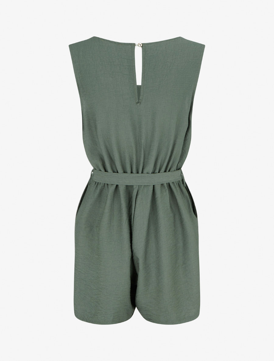 Combishort boutonné sans manches - Kaki - 2