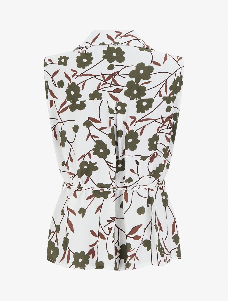 Top sans manches imprimé floral - Kaki - 2