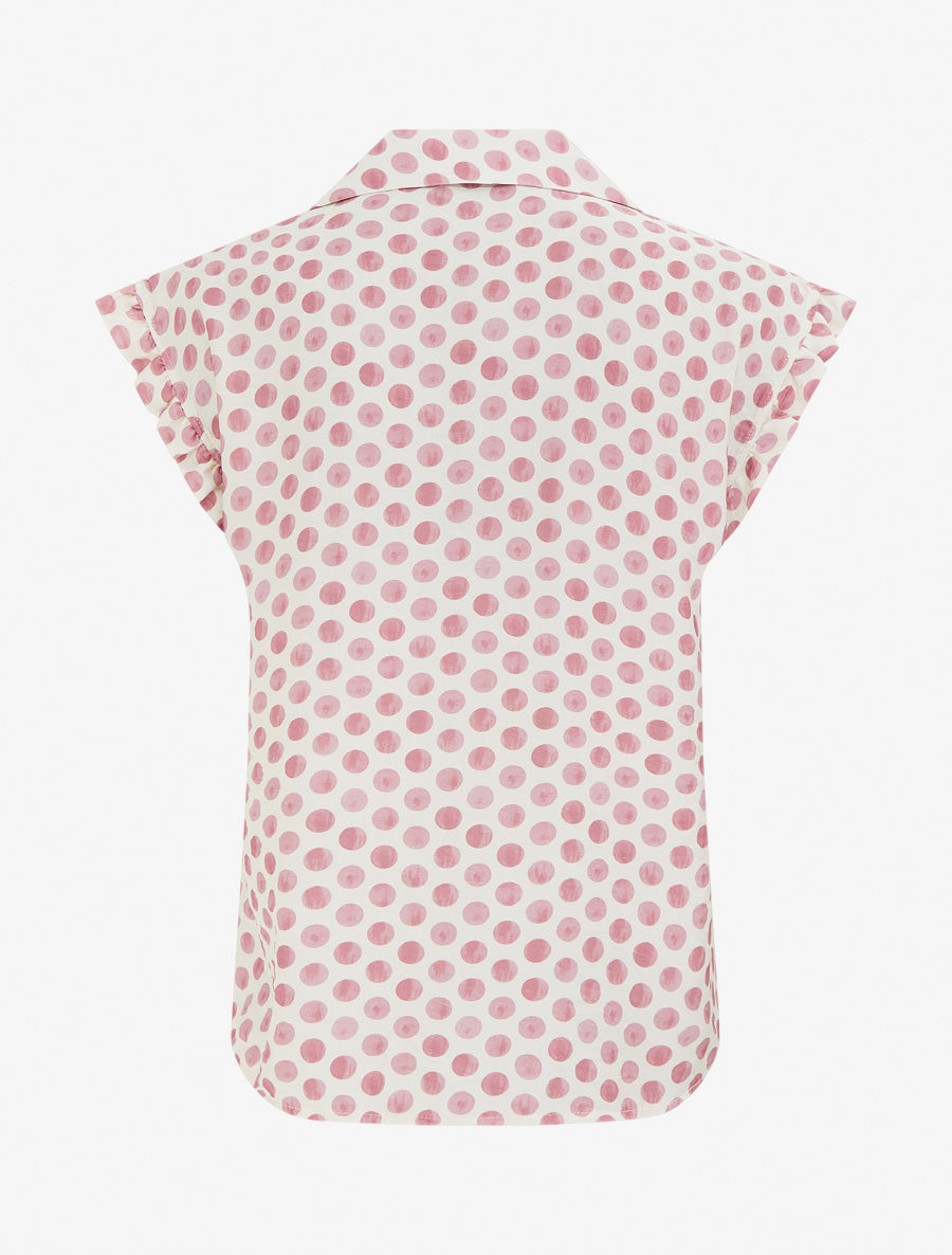 Top imprimé à pois boutonné - Rose - 2