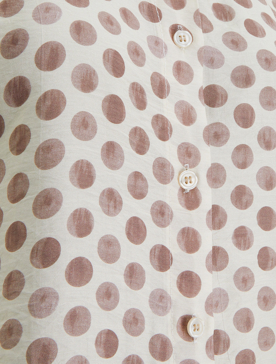 Top imprimé à pois boutonné - Taupe - 3