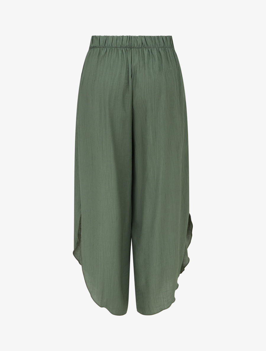 Pantalon texturé style sarouel fendu - Kaki - 2