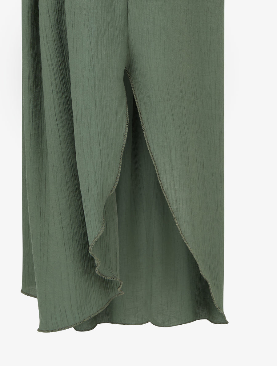 Pantalon texturé style sarouel fendu - Kaki - 3
