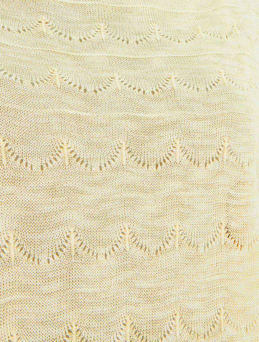 Top uni en maille ajourée à manches courtes - Jaune citron - 3