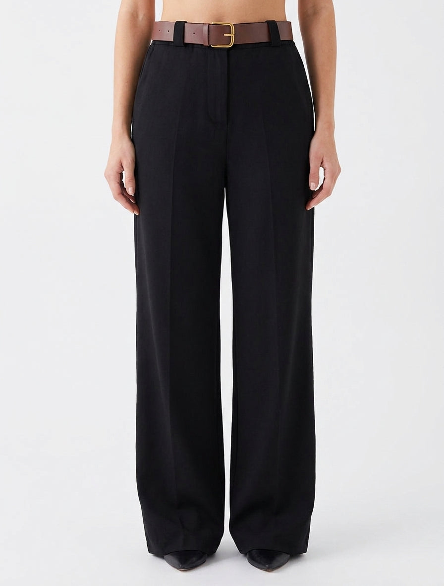 Elastische Hose mit weitem Schnitt - Schwarz