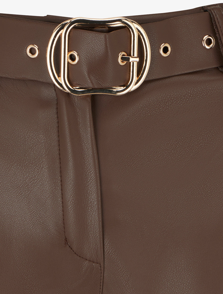Short en simili à revers - Marron - 3