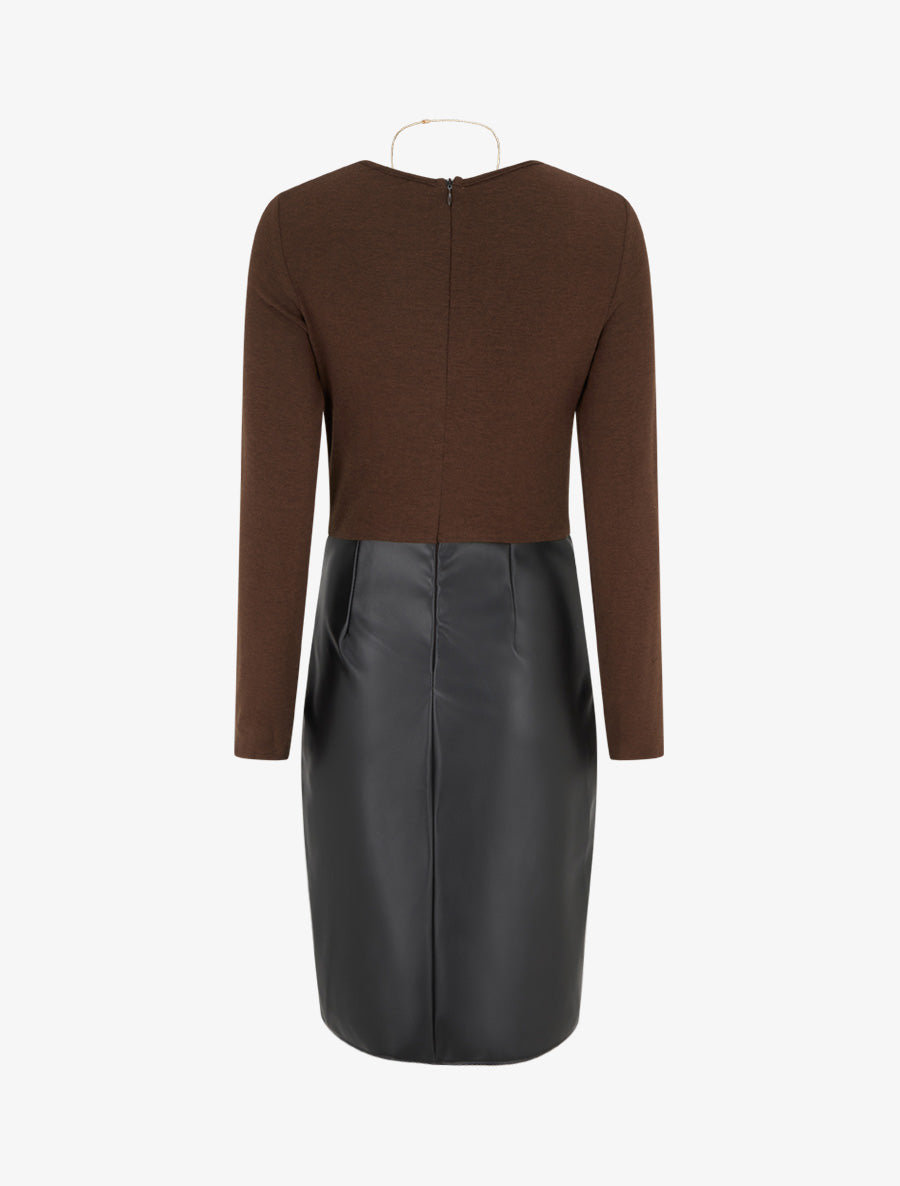 Robe portefeuille bimatière - Marron - 2