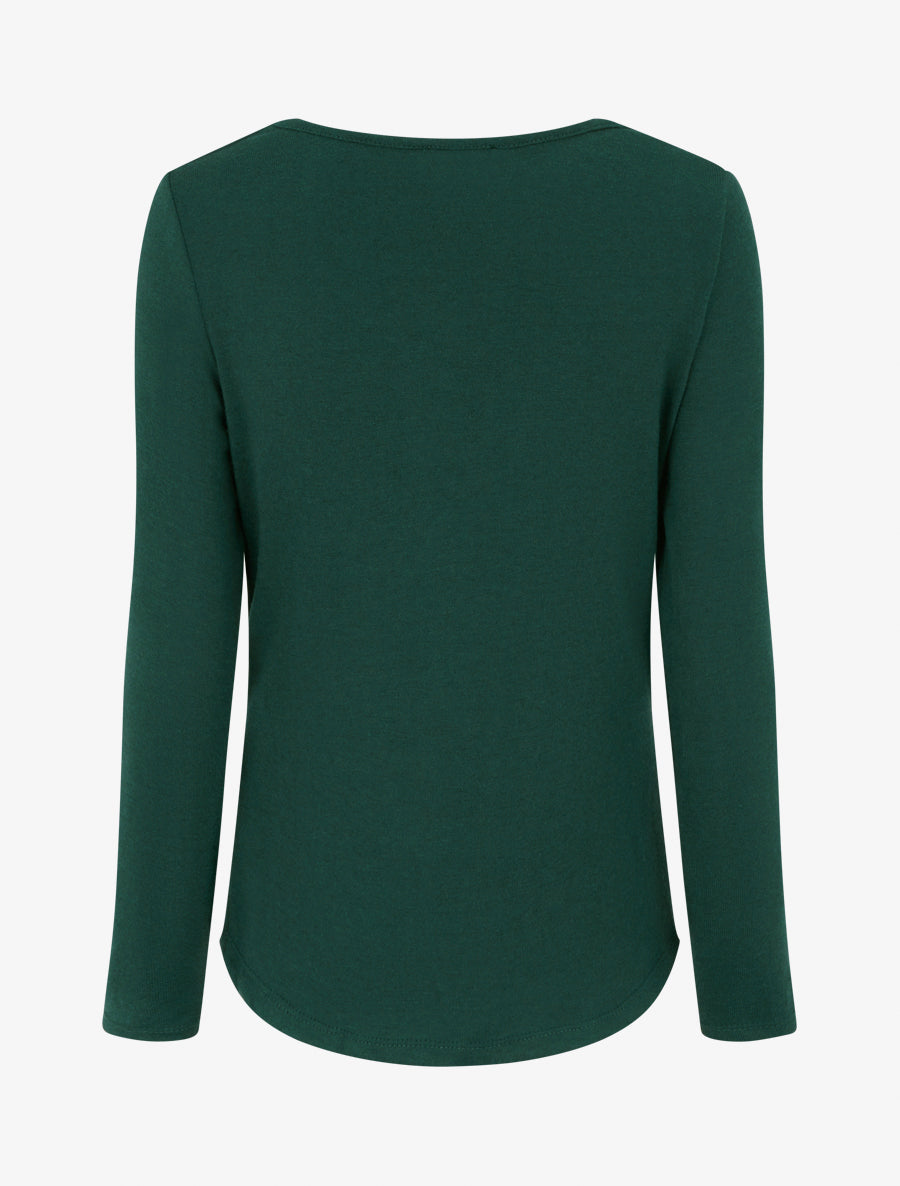 Pull fin à empiècement bijou - Vert sapin - 2