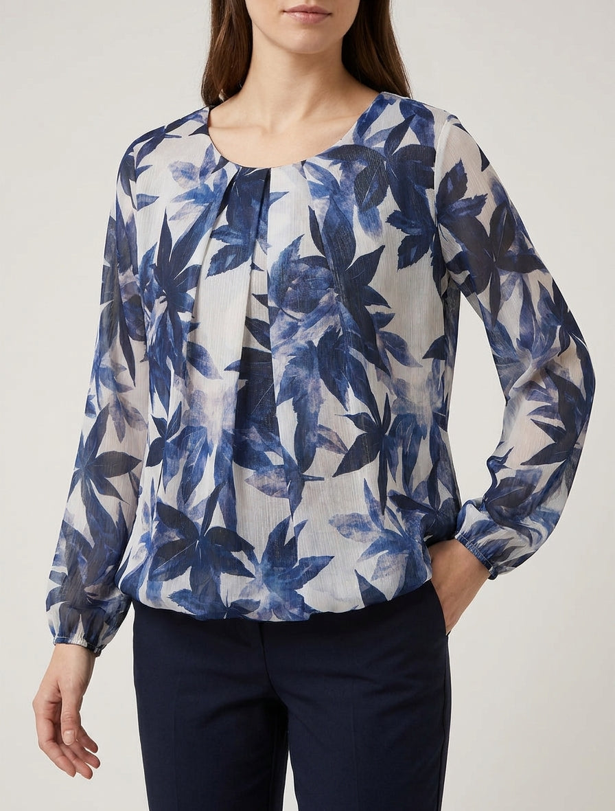 Irisierende Top-Kugel mit Blattdruck. - Marine