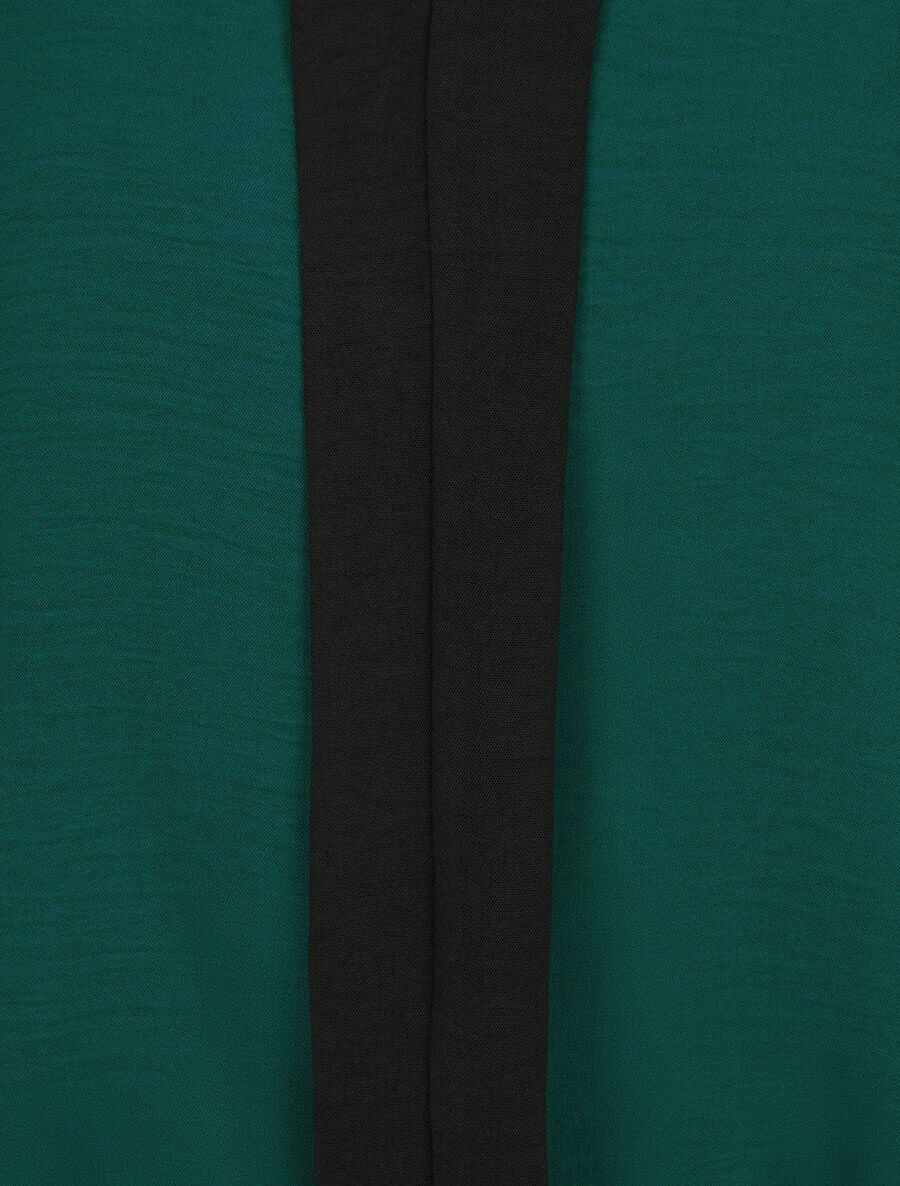 Blouse coupe boule à liseret contrastant - Vert sapin - 3