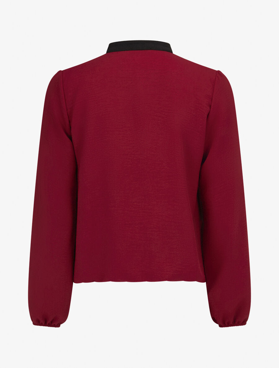 Blouse coupe boule à liseret contrastant - Bordeaux - 2