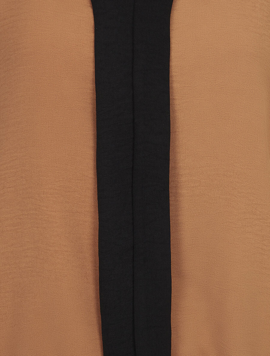 Blouse coupe boule à liseret contrastant - Camel - 3