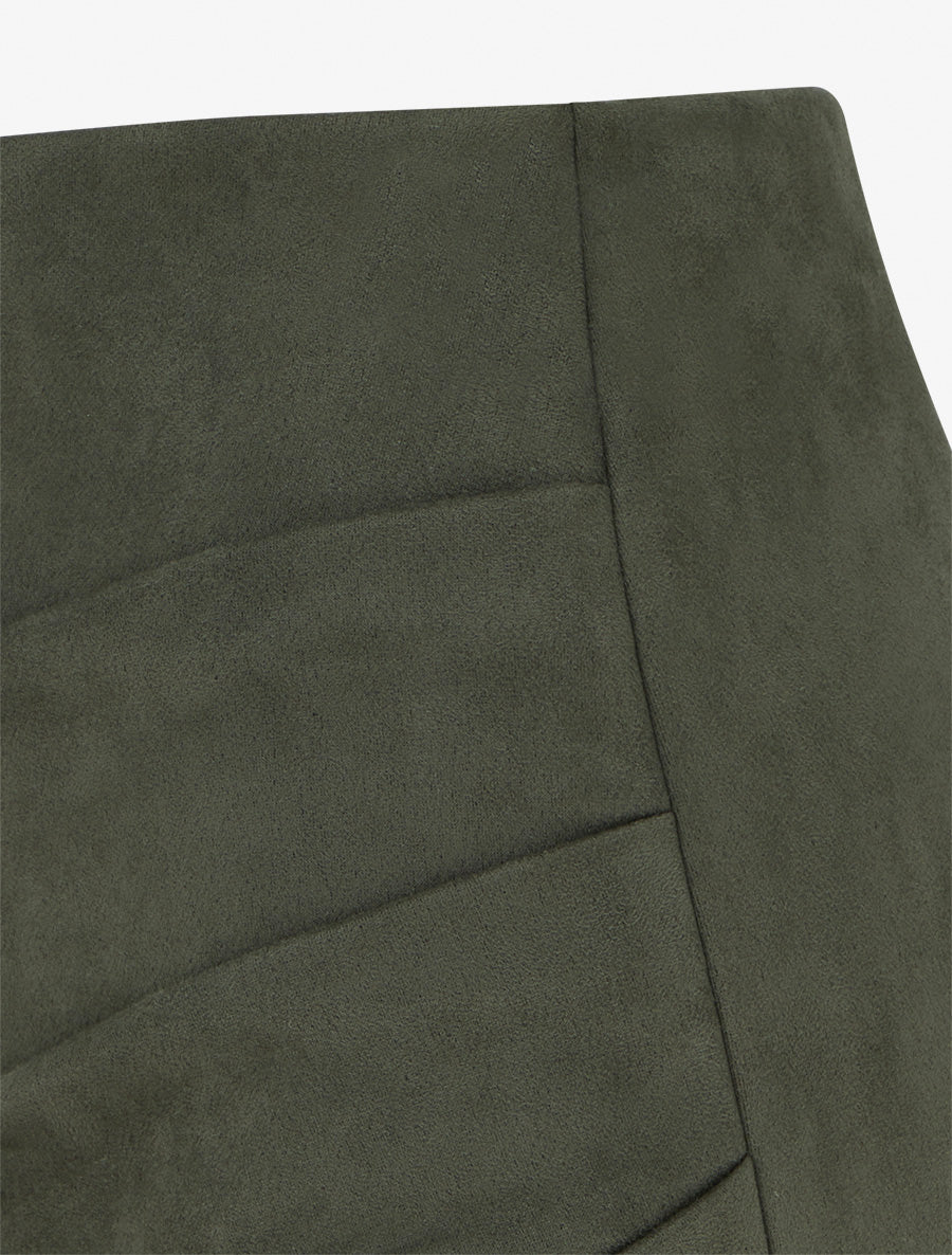 Jupe style portefeuille en suédine - Kaki - 3