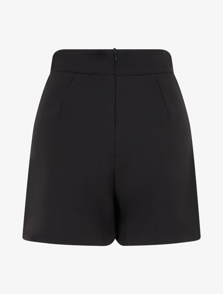 Jupe-short fendue à boutons décoratifs - Noir - 2