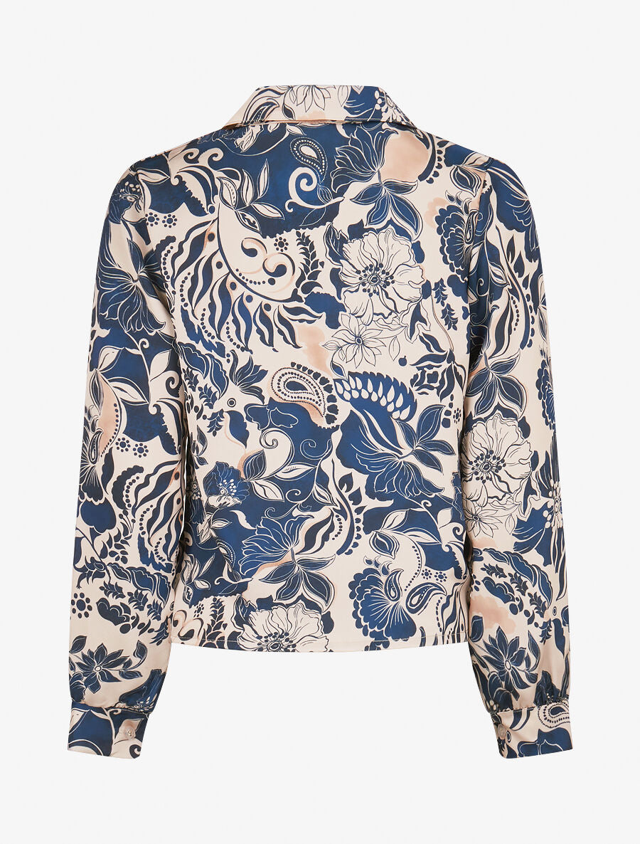 Chemise fluide à nouer imprimé fleuri - Marine - 2
