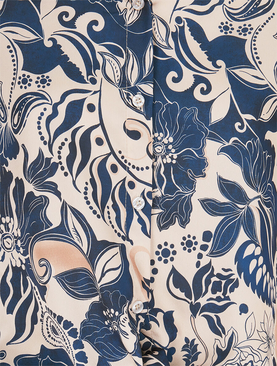 Chemise fluide à nouer imprimé fleuri - Marine - 3