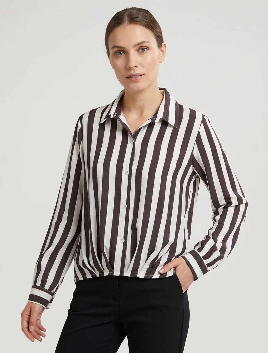 Gestreifte Hemdbluse - Braun