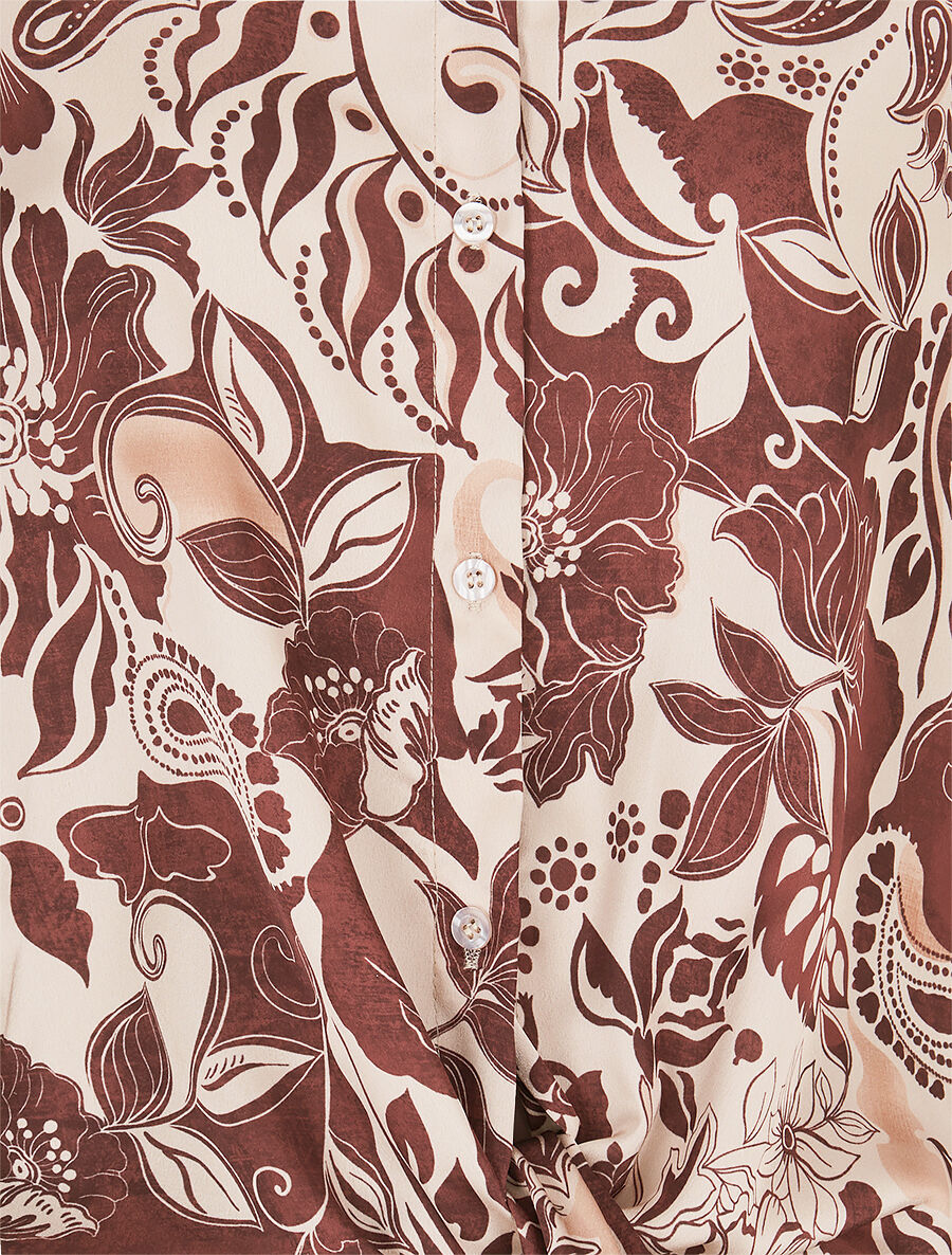 Chemise fluide à nouer imprimé fleuri - Marron - 3
