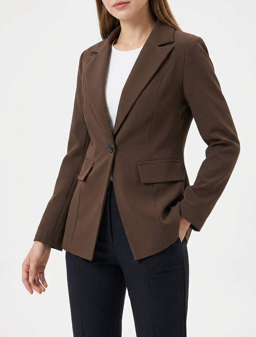 Klassisches Blazer mit Schulterpolstern - Braun