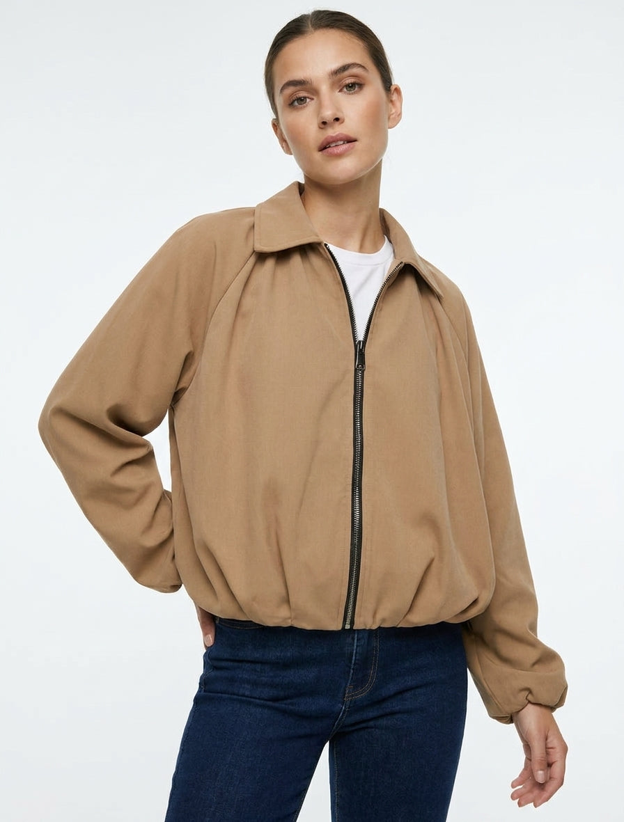 Bomber mit elastischen Bündchen - Kamel