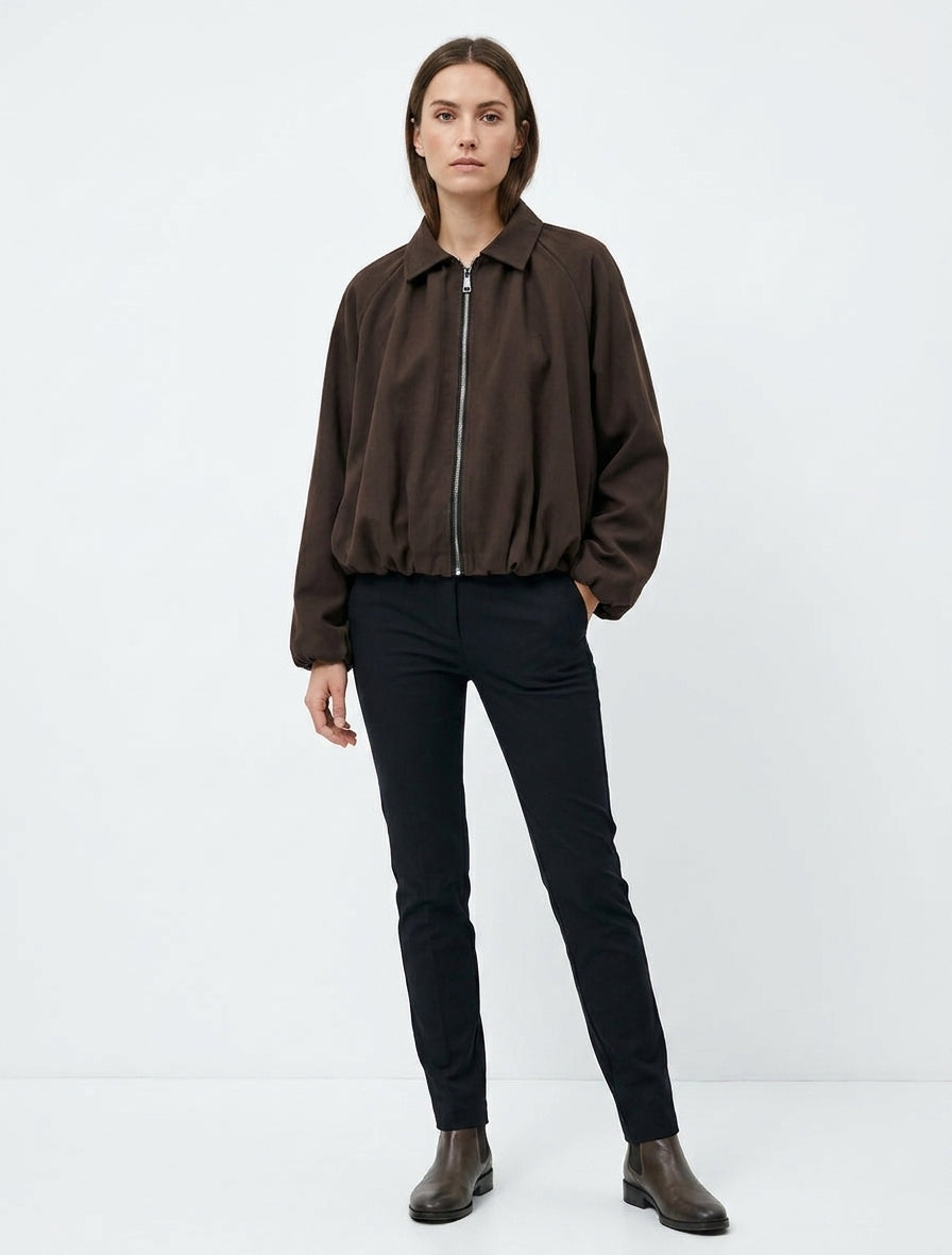 Bomber mit elastischen Bündchen - Braun