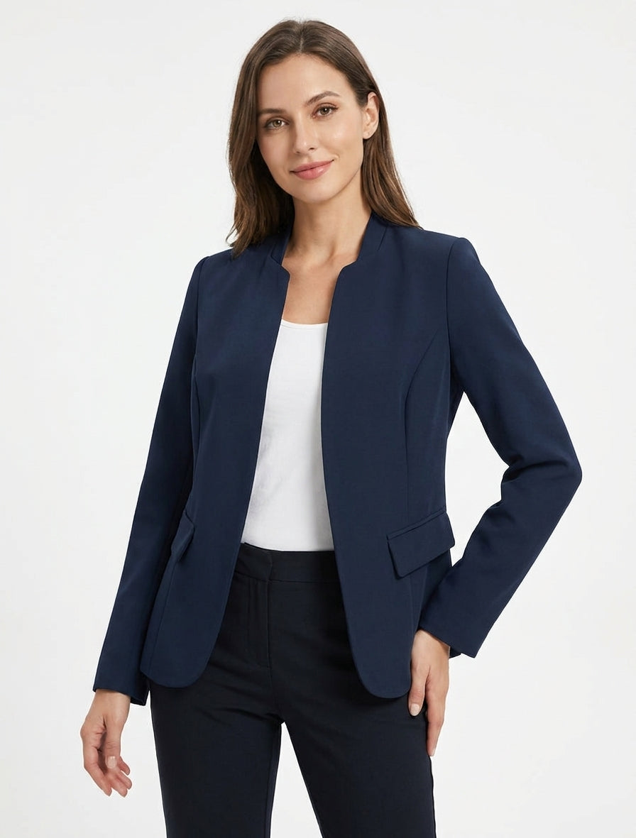 Gerade geschnittener Blazer mit Schulterpolstern - Marine