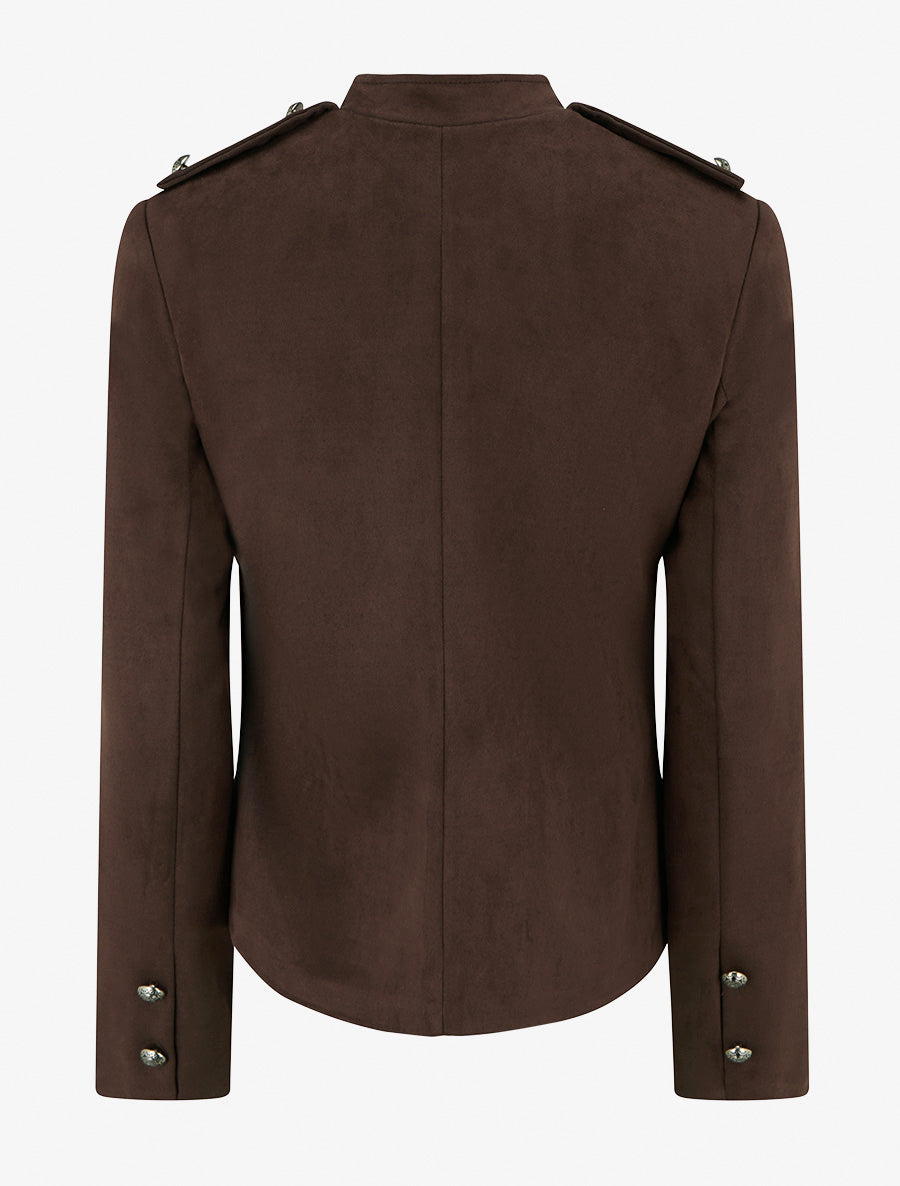 Veste en suédine boutonnée style officier - Marron - 2