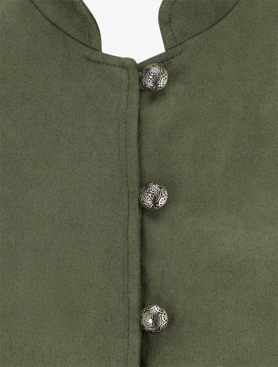Veste en suédine boutonnée style officier - Kaki - 3