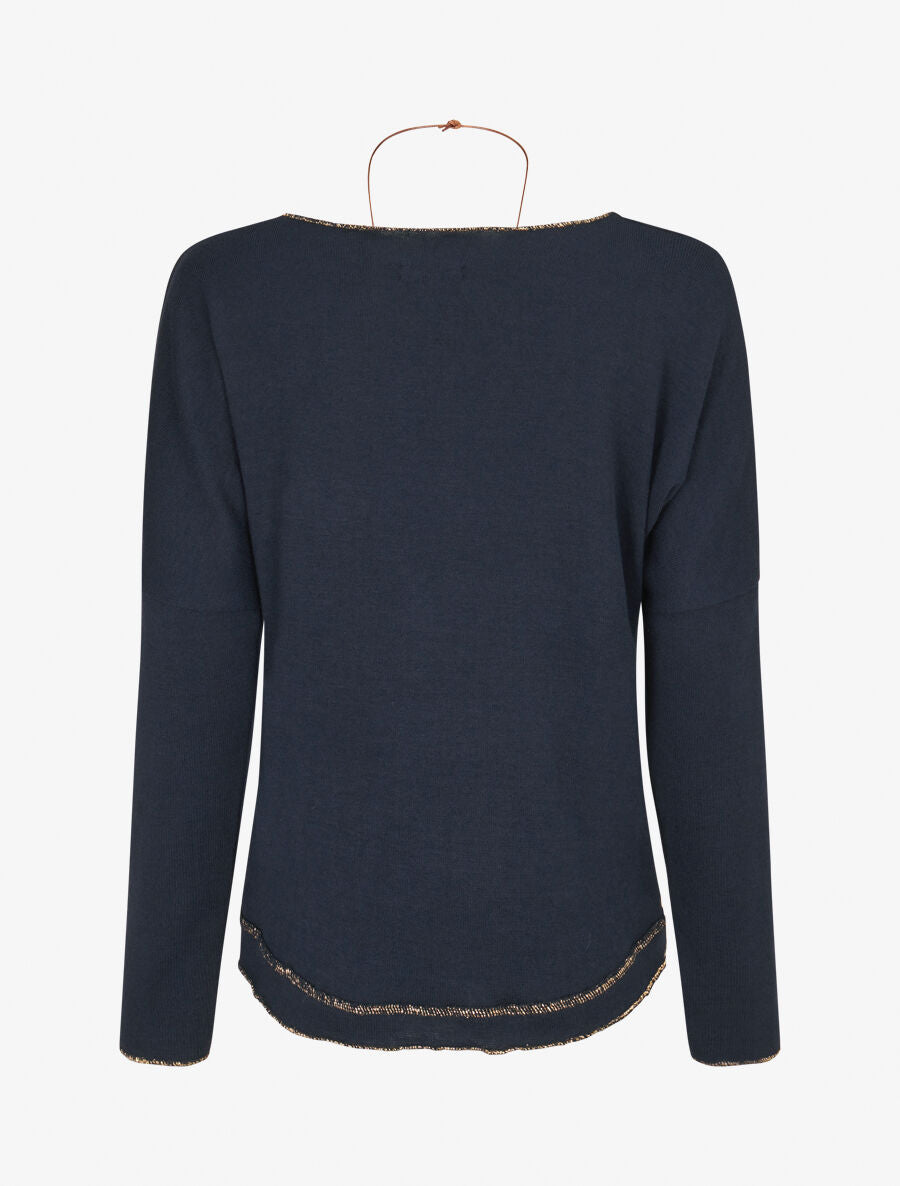 Pull fin à bords irisés - Marine - 2