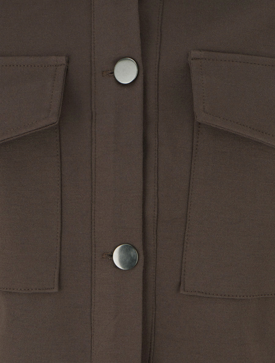Veste unie à poignets élastiqués - Marron - 3