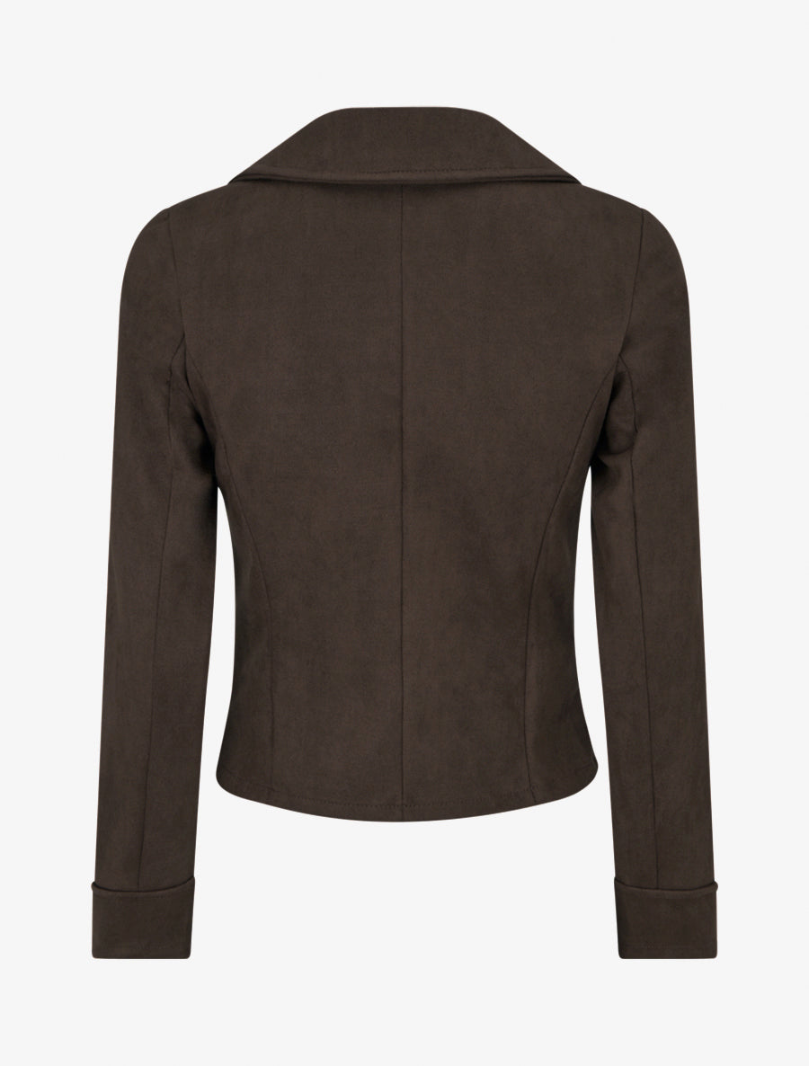 Jacke aus Wildlederimitat mit Reißverschluss - Braun