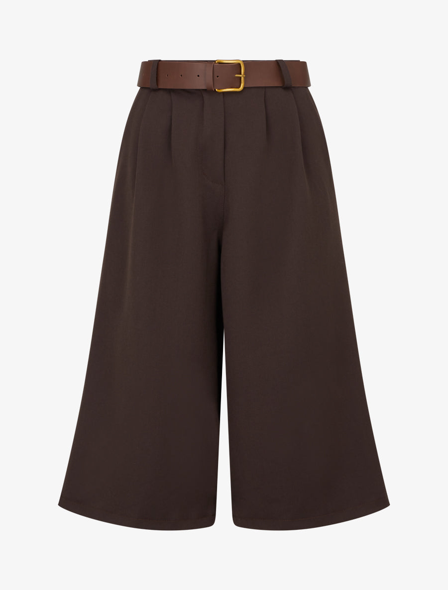 Bermuda ample taille haute - Marron - 1